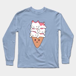 Cat Ice Cream is so kawaii Long Sleeve T-Shirt